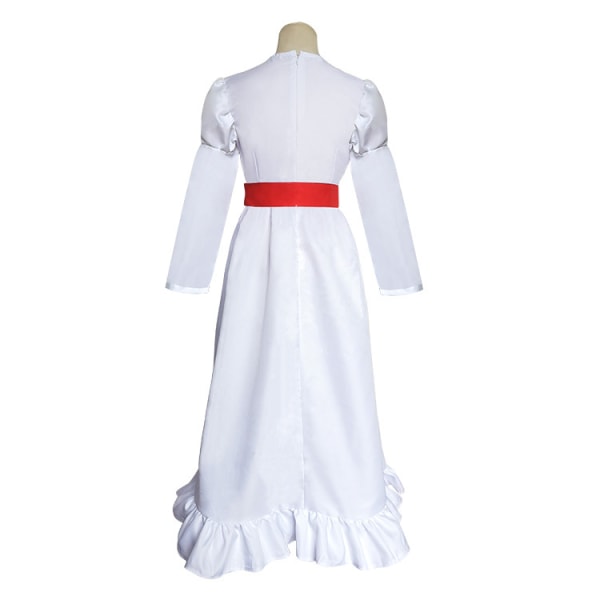 ConjingDoll Annabell Halloween Skräck Vit Klänning Cosplay Kostym 140cm