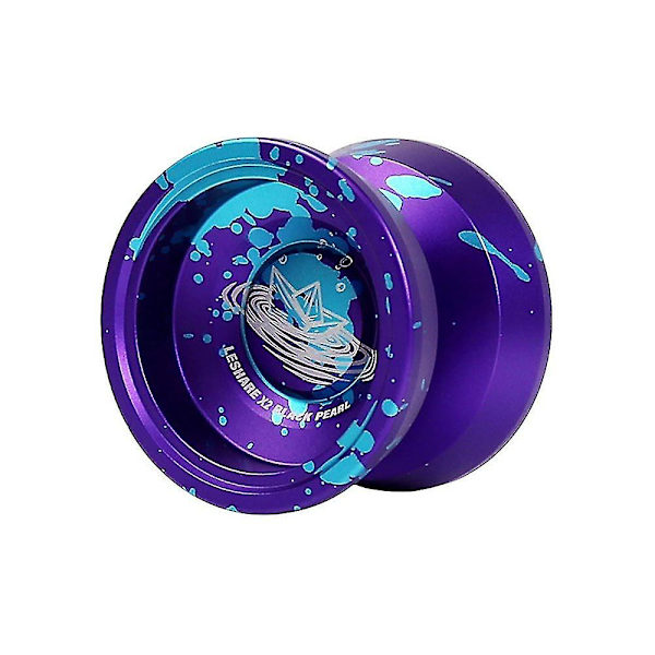 Svarar inte Yoyo Professionell Metal Yoyo Legering Yo Yo Ball Present för barn Pojke med handske och 5 strängar Purple Blue