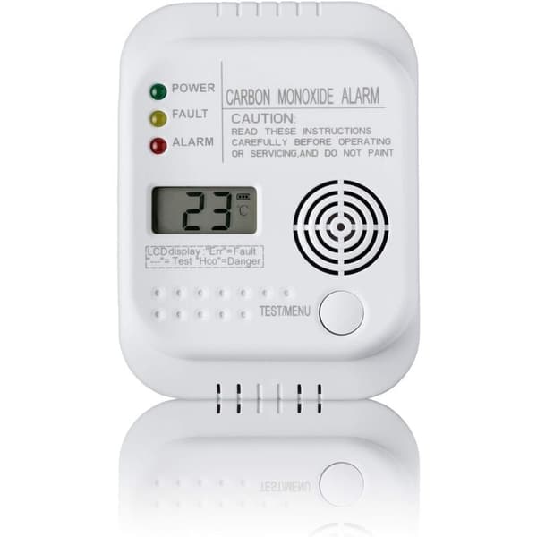 Fristående kolmonoxiddetektor – Batteridriven – Temperaturdisplay – 85 dB hörbart larm