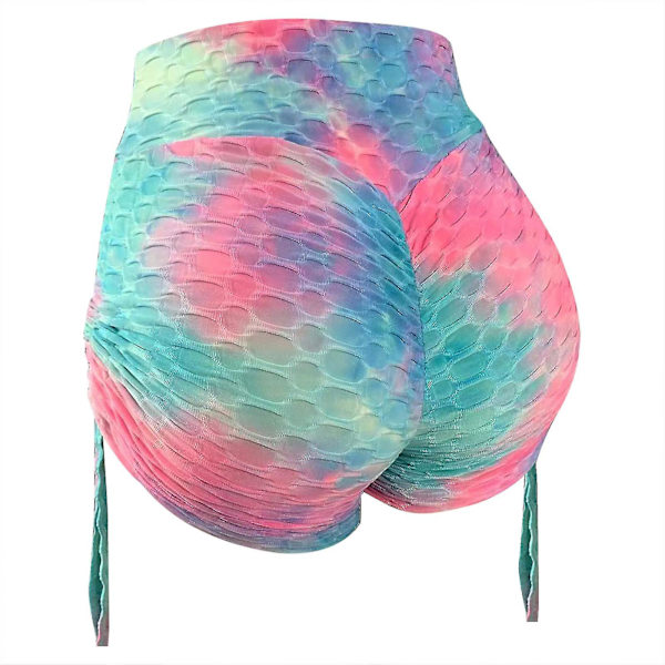 Tflycq Mode Dam Kort Flerfärgad Tight High Waist Elasticity Sports Yoga Byxor Red M