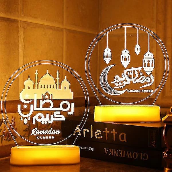 Eid Mubarak Dan Mubarak Rative Led S Islam Bord Rat Ed 3d Akryl Til Hjemmeseng