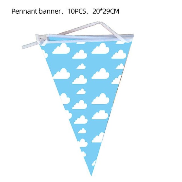 Blå himmel Vita moln Tema Festtillbehör Tecknad Toy Story Engångsservis kopp för barn Pojkar Födelsedagsfestdekorationer banner-1set