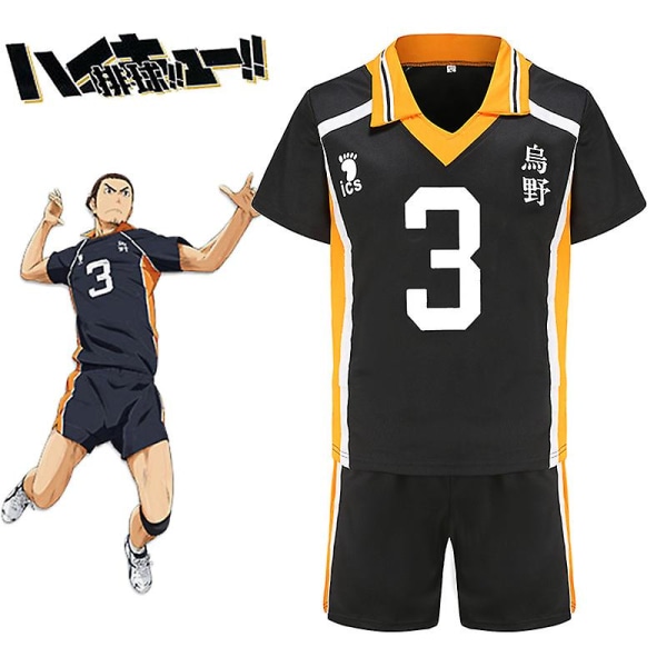 All Team Uniform Nekoma High School Cosplay Kostym Karasino Haikyuu Shoyo Hinata Kageyama Tobio Daichi volleybolltröja Black 4 S