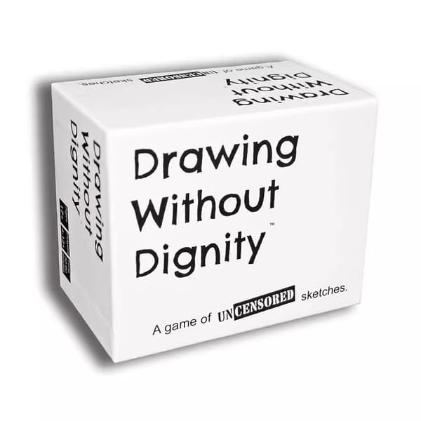 Engelsk versjon av brettspillkortet DRAWING WITHOUT DIGNITY