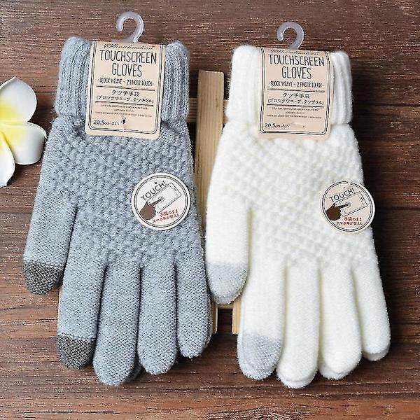 Vinter Touch Screen Handskar Dam Herr Varma Stretch Stickade Vantar Imitation Style3