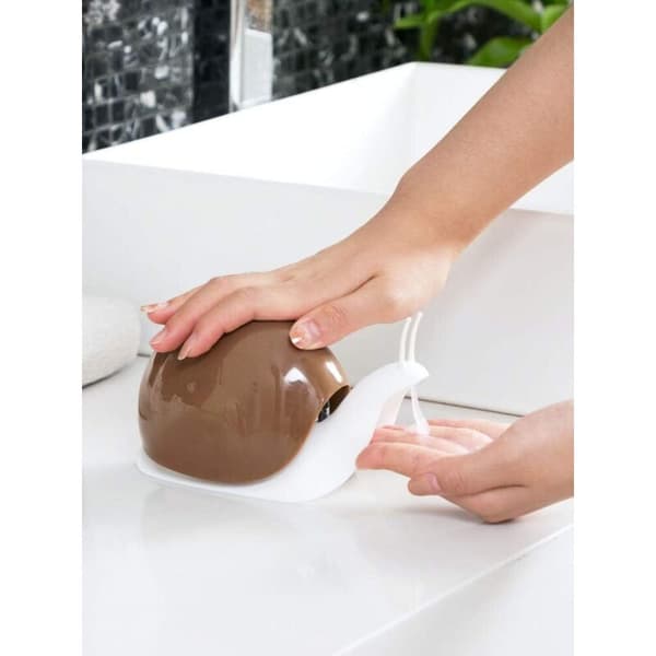 Söt snigelformad tvålpump för kök, badrum, etc. (120 ml) (brun)