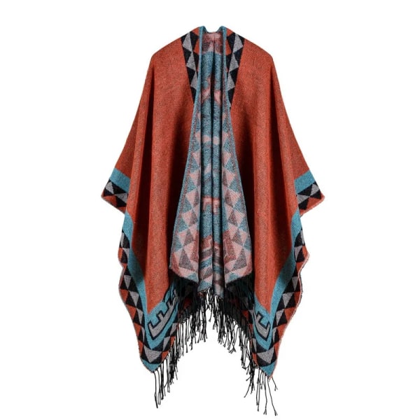 Kvinnors tofs imitera kashmirsjal Höst Vinter kan förtjockas Bär på båda sidor Lady Ponchos Capes Khaki 8 One Size