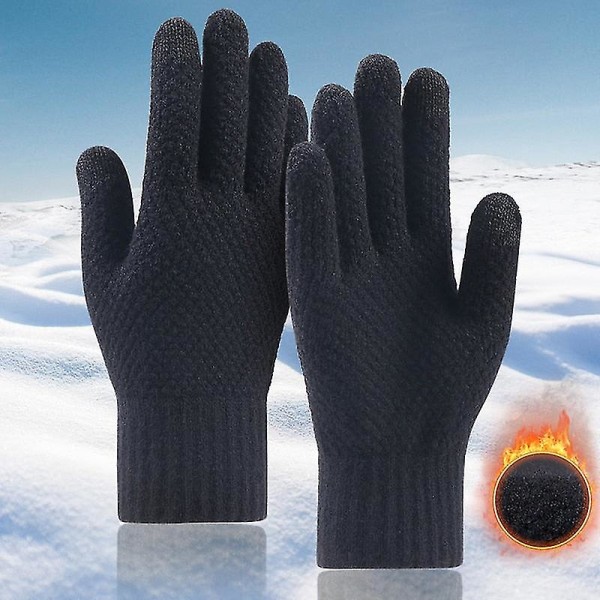Pekskärmshandskar Tjockstickade män Vinterhandskar Imitation Cashmere Two Layer Style1