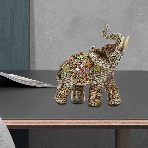 Elefant Figur Kunstværk Elegant Bordpynt til Stue Virksomhed 12cmx14cm