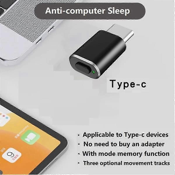 Type C Muse Jiggler Usynlig Musebevæger USB C Muse Shaker Simuleret Musebevægelse kompatibel med Hold Computer Vågen