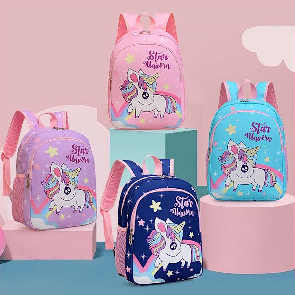 Ny tecknad Unicorn skolväska Student söt ryggsäck blue