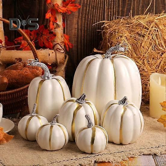 7 stk. Kunstige Græskar Efterår Thanksgiving Falske Plastik Græskar Figurer Efterår Hjem Desktop Bordpynt til Bondegårds Høstindretning