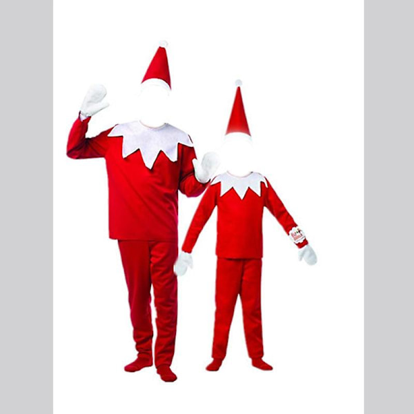 Barn Alvdräkt Vuxen Alvdräkt Röd Nyår Cosplay Festklänning Familj Halloween Julfest Finklänning Set male 140 cm