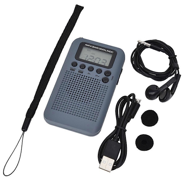 AM/FM Radio med LCD-skjerm Lomme Radio Håndholdt Digital Dobbelbånds Mottaker Bærbar Høyttaler