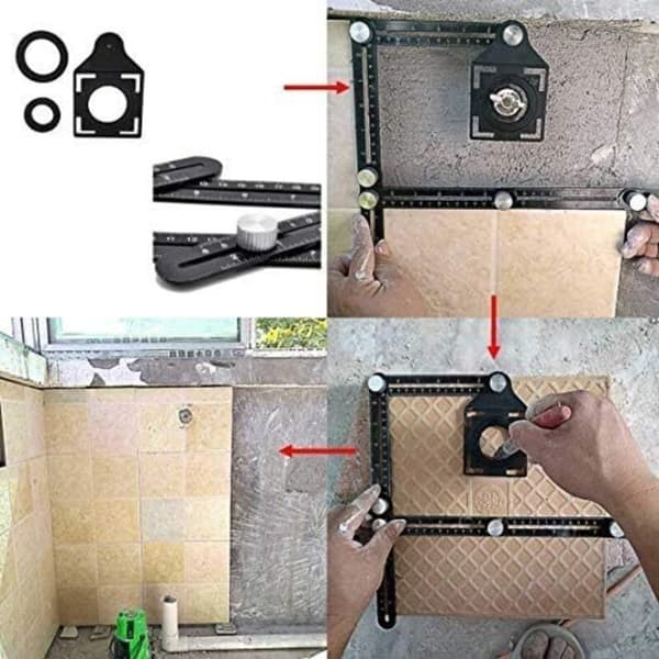 pc Multi-Angle Measuring Ruler with Positioning Hole. 6-Sided Aluminum Alloy Angle Jig Tool. Template Measuring Tool. Black