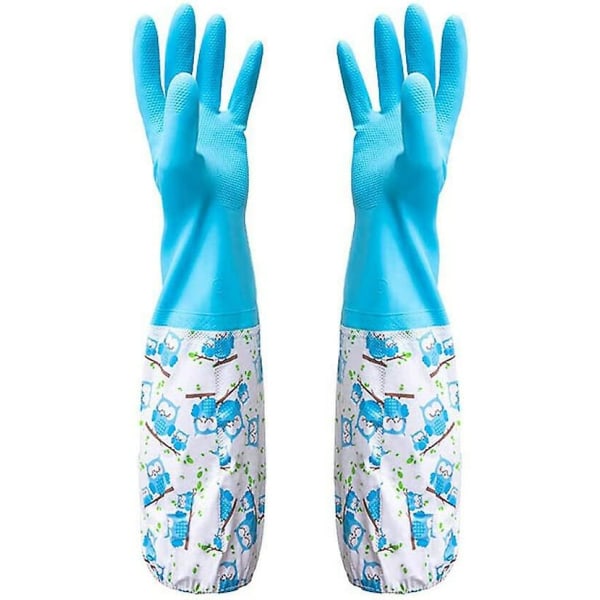 Ett par gummihandskar för rengöring av dammrännor - lång arm Blue