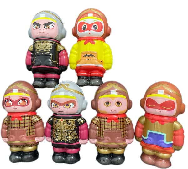 6-pack Monkey King Kläm Dekompressionsleksak Långsam Återhämtning Dekompression Tecknad Ornament Modell