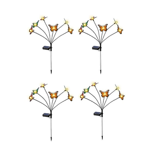 4 stk. Solcelle Hagelys Solcelle Svaiende Lys, 6LED Svaiende i Vinden, Utendørslys for Hage Terrasse Dekor