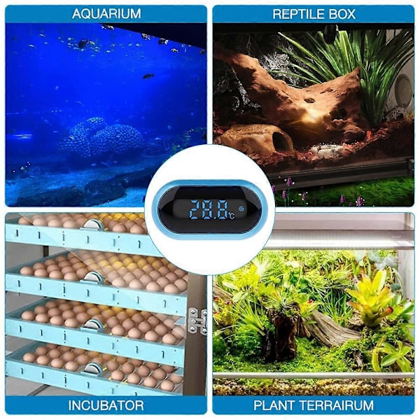 Akvarietermometer, Digitalt akvarietermometer, LED-display termometer til akvarium, terrarium og vivarium