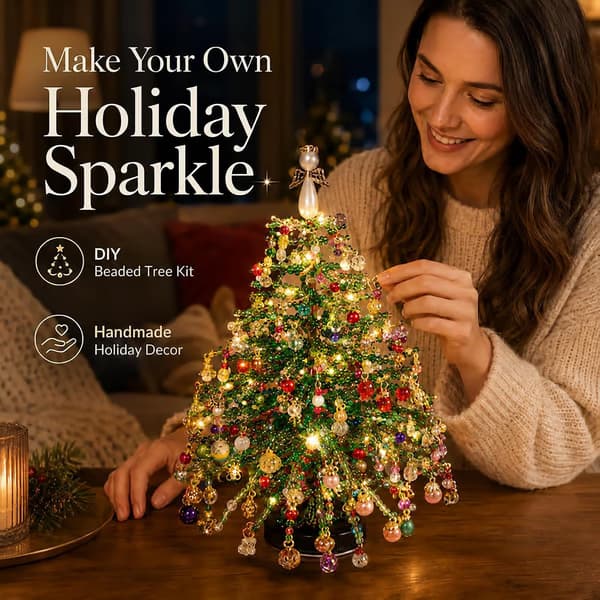 Nytt DIY Perlet Juletre Kit 3D Perlet Juletre Sett Håndverksmateriale Kit 3