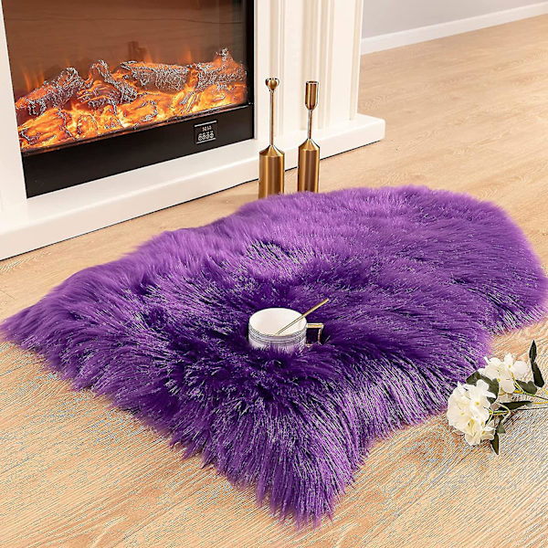 Tflycqluxury Mjukt Faux Fårskinn Cover Sittdyna Pad Plysch Pälsområde Mattor för sovrum, 2ft X 3ft, Vit