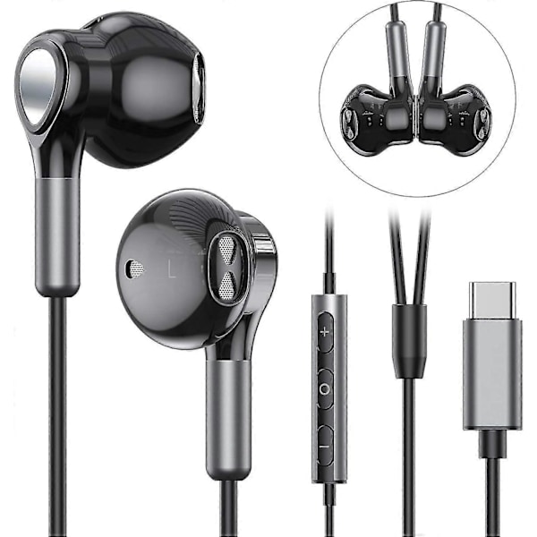 USB-C Hörlurar för Samsung Galaxy & iPad Pro, In-Ear med Mikrofon, Perfekt för Lyssning i Farten.