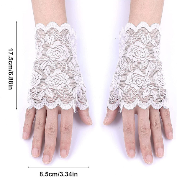 Spetshandskar fingerlösa, blommönster brudhandskar för bröllop korta handskar present