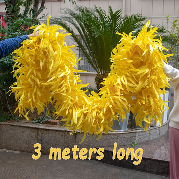 Svart 2/3 Yard Natural Rooster Stjärtfjädrar Boa Trim Kycklingplymer Scarf för jul Karneval Festklänning Kläder Sjal Yellow 2 Yard