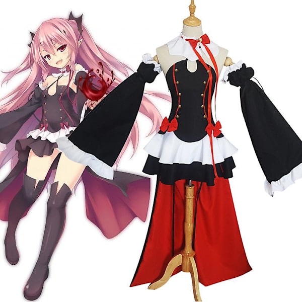 Seraph Of The End Owari No Seraph Krul Tepes Cosplay Kostym Uniform Peruk Cosplay Anime Häxa Vampyr Halloween Kostym för kvinnor M