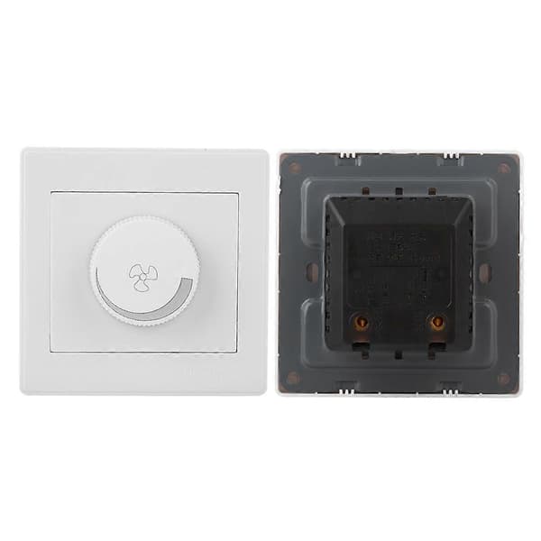 Takfläkt Hastighetskontroll Strömbrytare Vit Väggpanel Vred AC250V 100W 86x86mm
