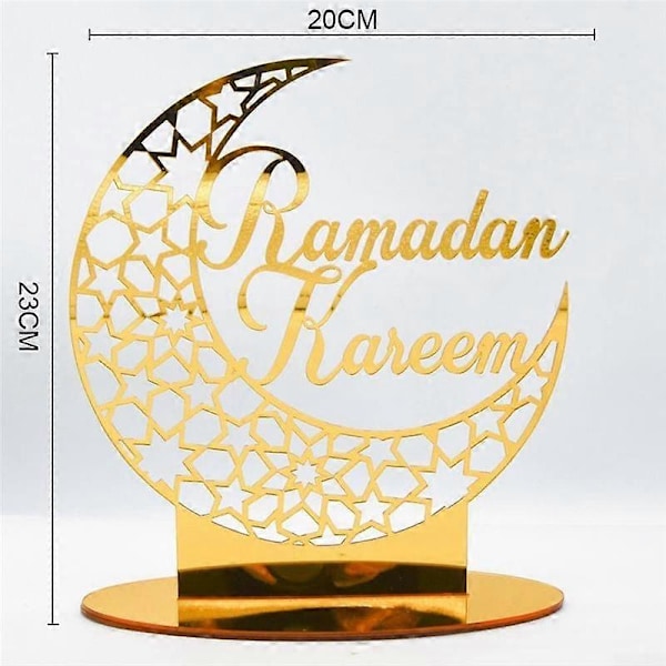 1 stk. Akryl Eid Mubarak Borddekorasjon, Ramadan Måne Nattlys, Ramadan Mubarak Dekorasjon, Mo