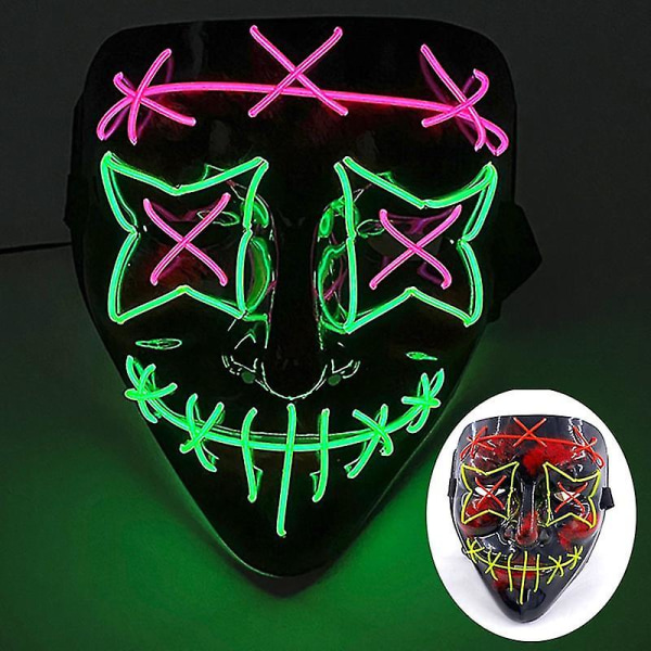 Halloween Neon Led Purge Mask Masque Masquerade Party Masker Ljus Lysande I Mörkret Roliga Masker Cosplay Kostymtillbehör 15