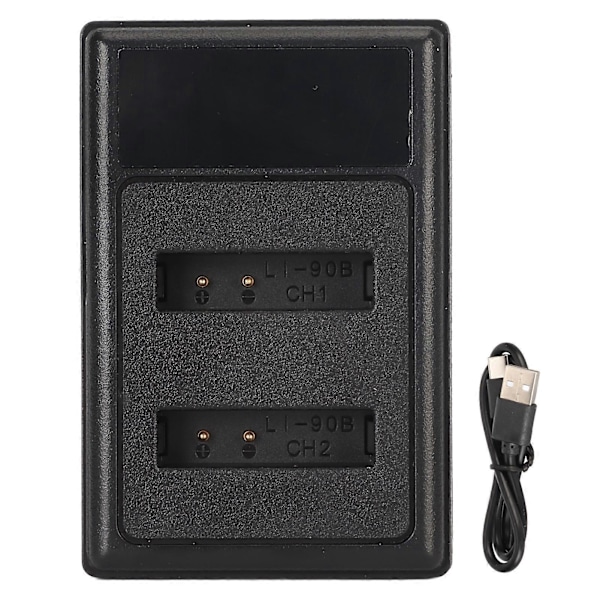 Dobbel USB Kameralader for Li 90B DB110 Batteri for Olympus TG5 TG4 SP100 TG3 SH 1 SH2 SH3 SH50 SH60 Kamera