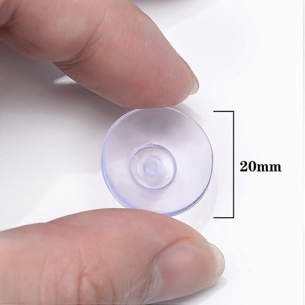 Set med 20 små transparenta plast-sugproppar, utan krok, 20 mm