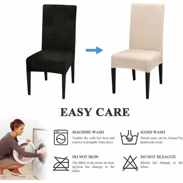 Strækstolebetræk sæt med 4 – Vaskbart og rynkefrit – Elastisk for en perfekt pasform – Beige 45x65cm