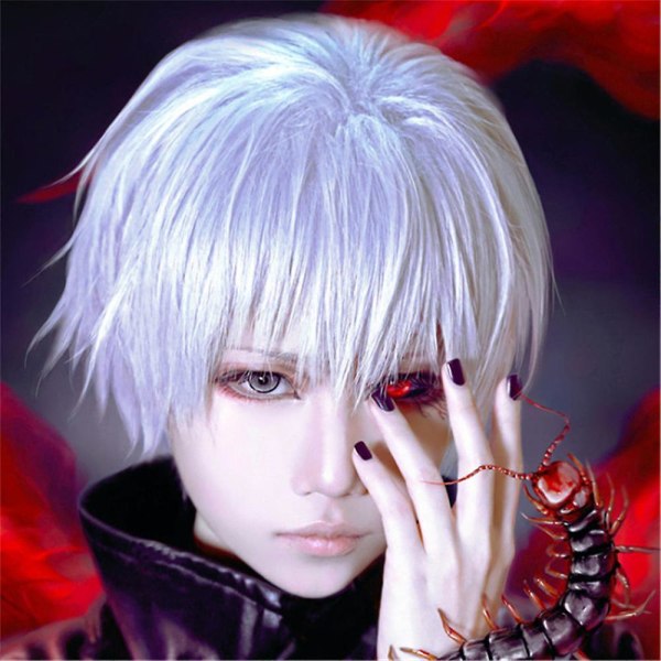 Tokyo Ghoul Silver Kort hår Peruker Cosplay Party Full Head Peruker Presenter