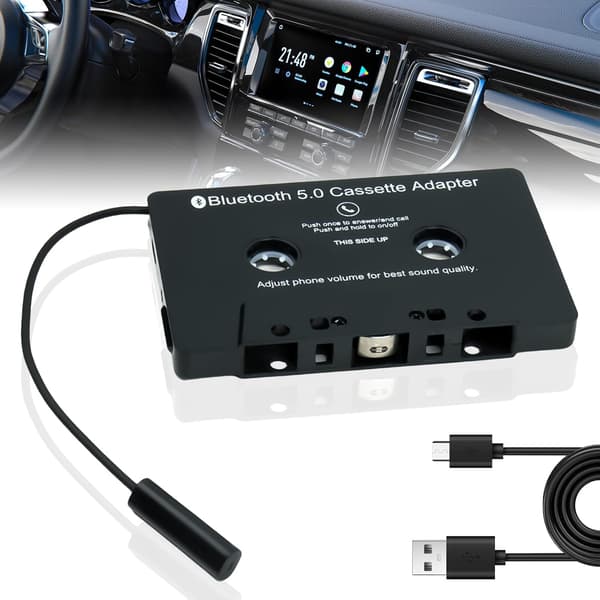 Bilradio Bluetooth Kassett til Aux Mottaker, Kassettspiller Skrivebord Bluetooth 5.0 Aux Adapter