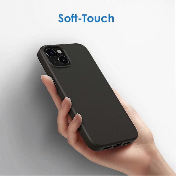 Silikone Etui Kompatibelt med iPhone 13 6.1 tommer, Silkeagtig Fuld Kropsbeskyttelse Etui, Blødt Mikrofiber Stof Foring Cover, Stødsikkert (Sort)