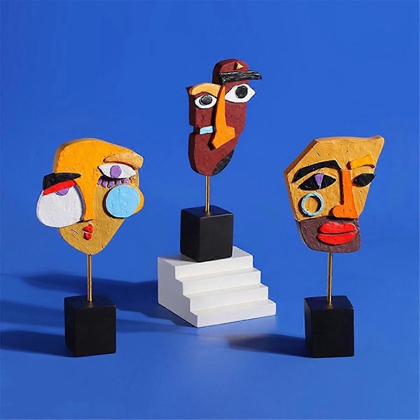 Modern Abstrakt Mask Skulptur Hem Staty Dekoration Resin Figur Ornament Vardagsrum Skrivbord Ca