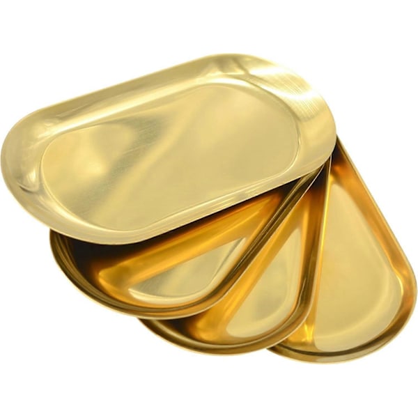 4 stk. 18 cm x 8,4 cm Pyntebakke, Guld Rustfrit Stål, til Serveringsbakker Håndklædeopbevaring Fad Tallerken Te Frugtbakker Smykketallerken Dekorativ Opbevaring