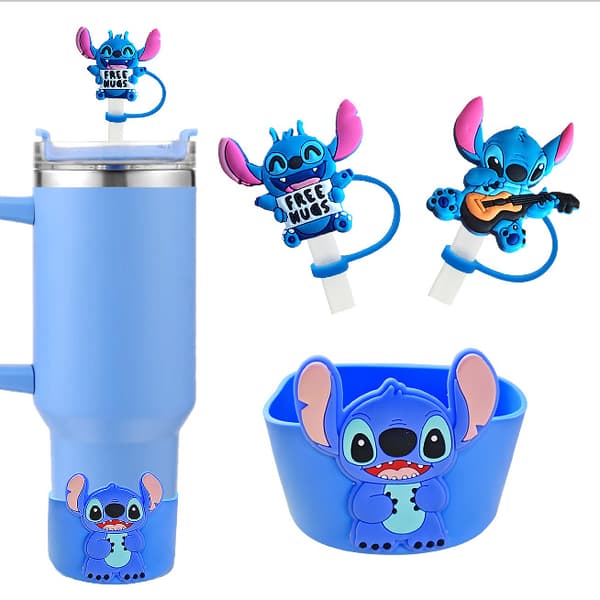 Tecknad Sugrörshatt 10MM Dammskydd Lilo & Stitch Dekorativ Koppärm Set 7