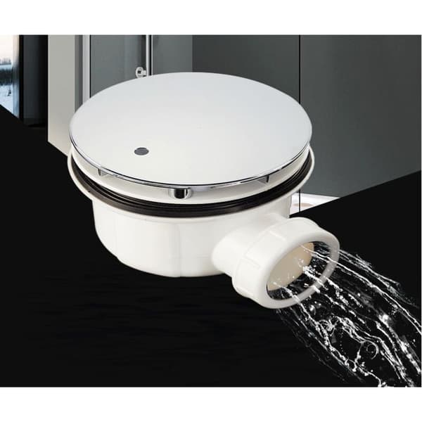 Bruseafløbsprop til 90 mm diameter hul, forkromet ABS-hus, essentiel, hurtig installation, kompakt størrelse