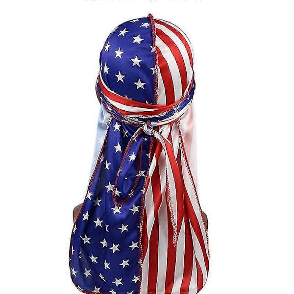Herr Dam Imitation Silke Satin Durags Rolig Dollar Amerikansk USA Flagga Tryck Bonnet Hatt Hip Hop Motorcykel Pirat Dödskalle Mössa Huvudbonad