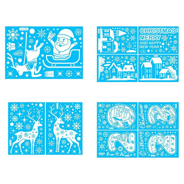 Unika Jul Snöflinga Fönsterdekaler, Ren Snögubbe Fönsterdekorationer för Älg Snöboll Högtid Hem Kök Vardagsrum, Mångsidiga