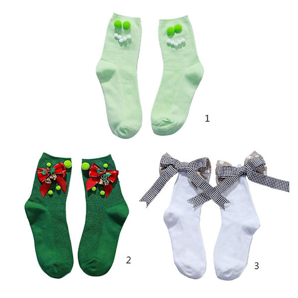 Julsockor Dam Vintervärmare Strumpor Söta rosettdesignade Varmare Strumpor Style 3