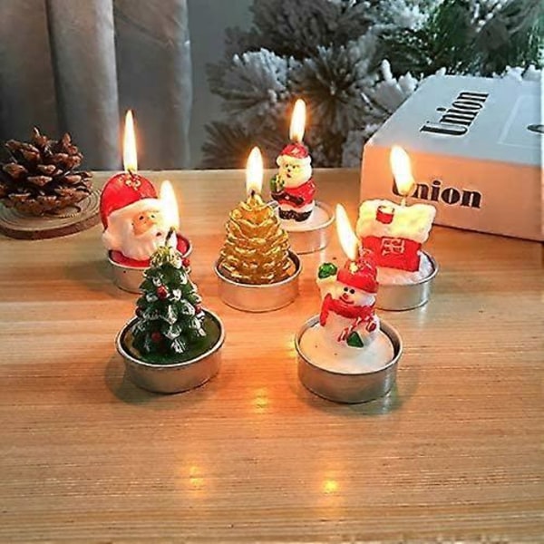 6 stk. Søde Julelys, Julefest, Borddekoration Smagløs Lys, Bekendtgørelse Forslag Rekvisitter