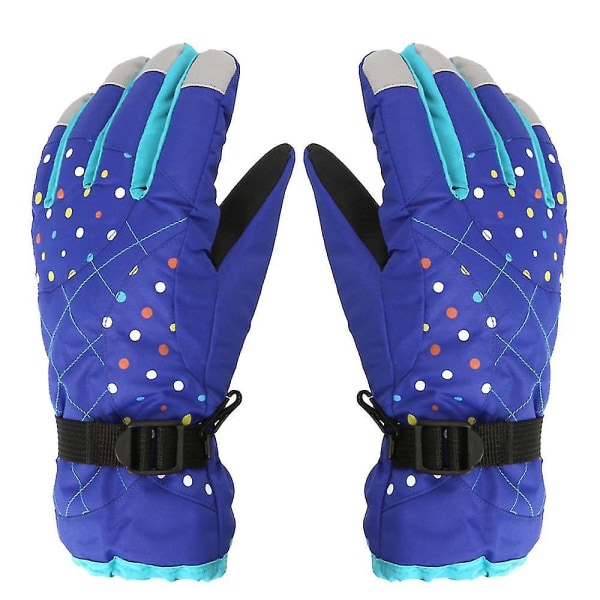 Nya skidhandskar för damer plus fleece tjocka vintervarma handskar utomhussporter Blue