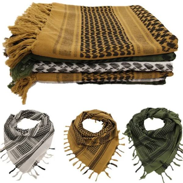 Stilig Arafat Arab Scarf Sjal Keffiyeh Kafiya Lätt Military Shemagh Palestine Man Stripe Scarf med tofsar Mjuk Varm Black