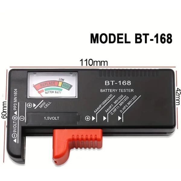 AA/AAA/C/D/9V/1.5V batterier. Universal knapcellebatteri. Farvekodet. Indikator. Spændingstester. Kontrolenhed