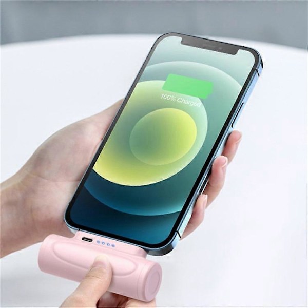 TYPE-C interface/pink 5000mAh lille bærbar oplader mini powerbank kompakt mobiltelefonoplader med lommelygte